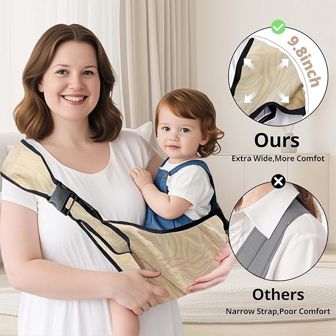 Baby Sling Carrier Toddler Carrier Boys Girls Newborn to Toddler Safety Adjustable Non-Slip Baby Half Wrapped Sling Baby -Carrying 8-35lbs Beige Zebra