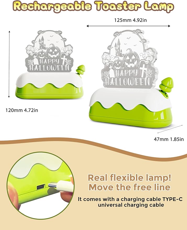 LOHAS Halloween Night Light for Kids, Pumpkin Night Lights, USB Rechargeable, Color Changing RGB, Lamp for Adults, Children, Room Décor