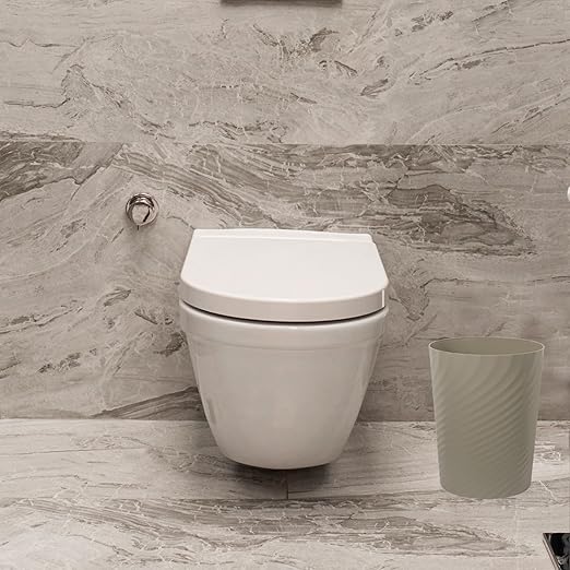 UUJOLY Plastic Small Trash Can Wastebasket, Garbage Container Basket for Bathrooms, Laundry Room, Kitchens, Offices, Kids Rooms, Dorms, (Khaki, 1.8 Gallon)