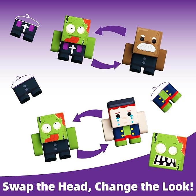 GobiDex 8PCS Magnetic Figures Playset Rotatable Monster & Character Toys for Kids, Toddlers Quiet Sensory Play, Preschool STEM Gift Compatible with Magnet Blocks