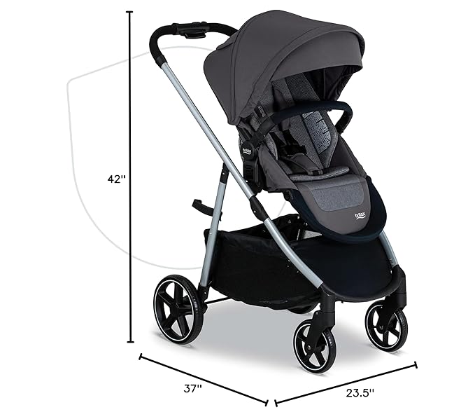 Britax Grove™ Modular Stroller, Lightweight Stroller with CozyFit™ Insert and Bumper Bar, 6 Ways to Ride, SafeWash, Pindot Stone
