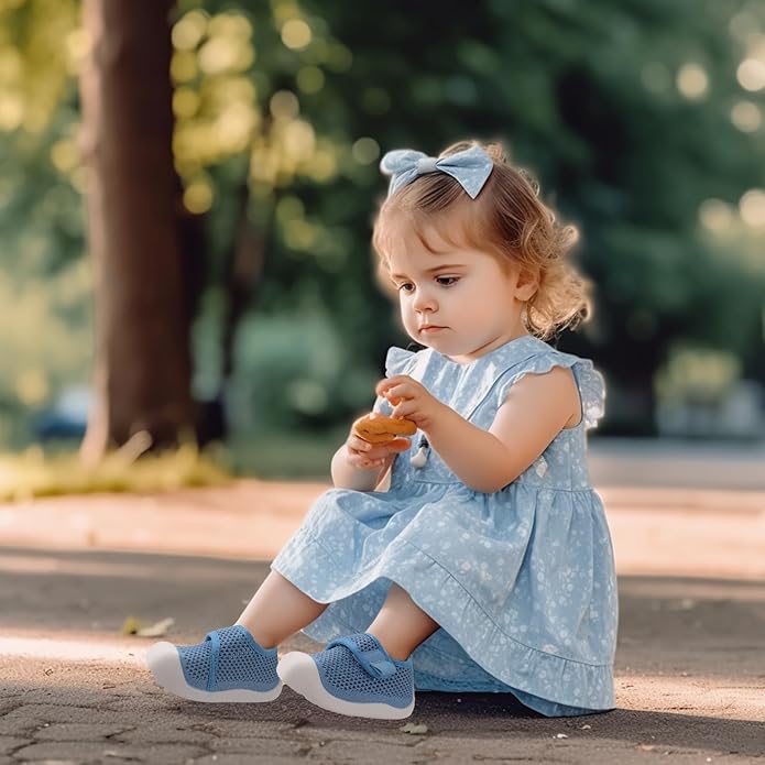 Baby First-Walking Shoes 1-4 Years Kid Shoes Trainers Toddler Infant Boys Girls Soft Sole Non Slip Cotton Canvas Mesh Breathable Lightweight TPR Material Slip-on Sneakers Outdoor