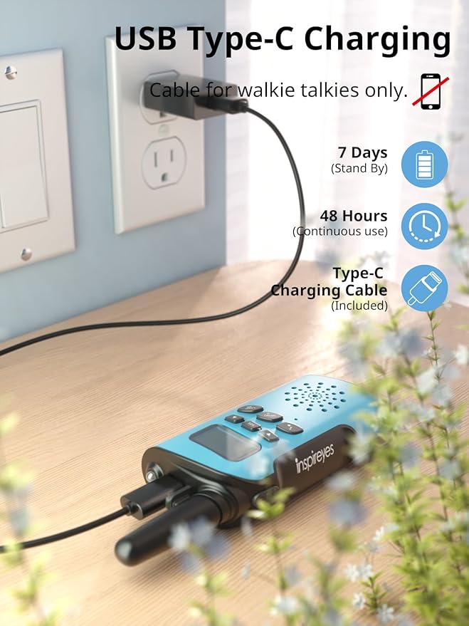 Walkie Talkies for Kids Rechargeable,Toys for Boys and Girls, 2 Pack Long Range 2-Way Radios, Birthday Gifts,Christmas Stockings, Outdoor Play, Family Games, Hiking Camping Gear