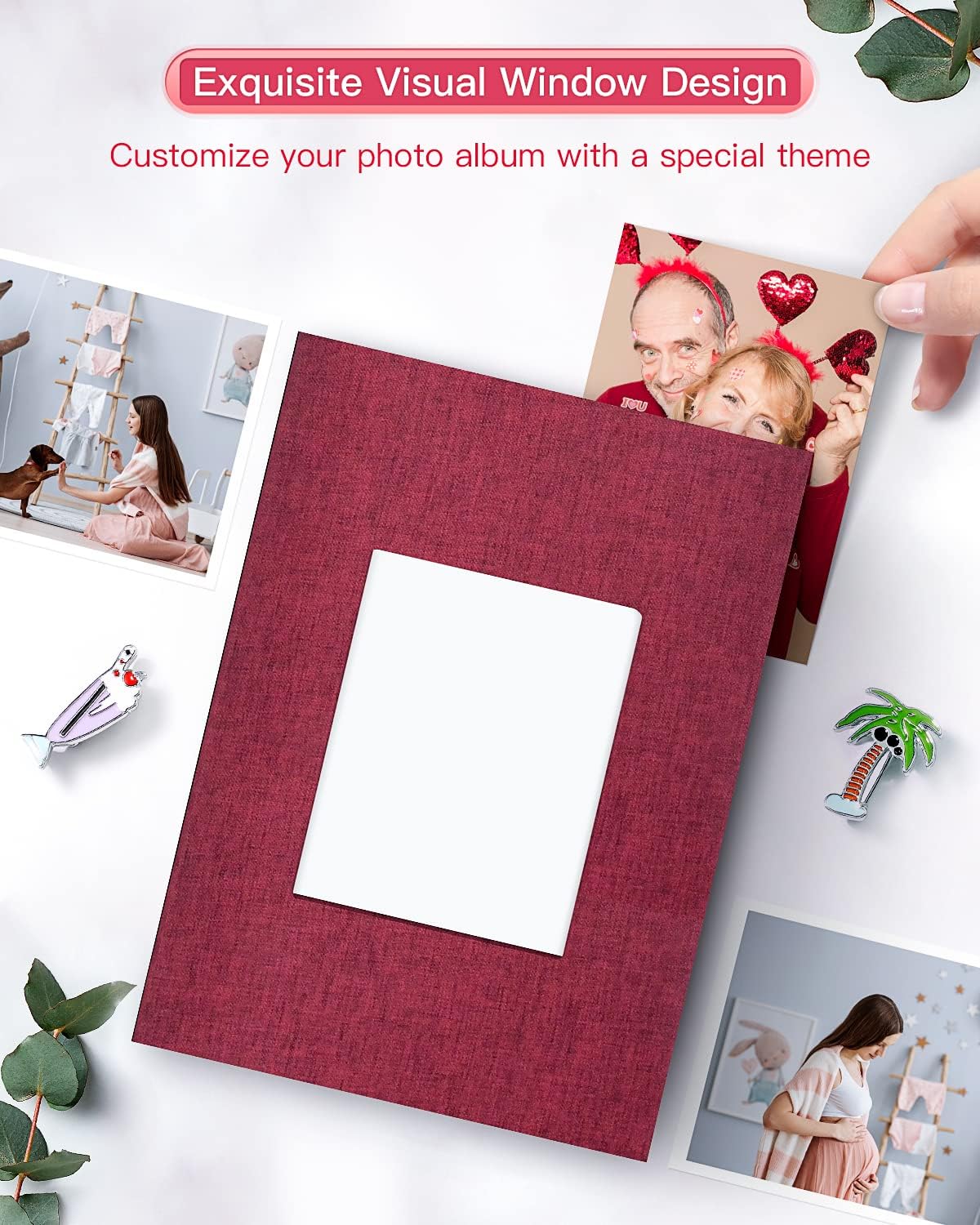 popotop Photo Album 4x6-100 Photos Photo Books with 100 Vertical Pockets,Linen Cover Albums for Family Wedding Anniversary Baby Vacation Pictures