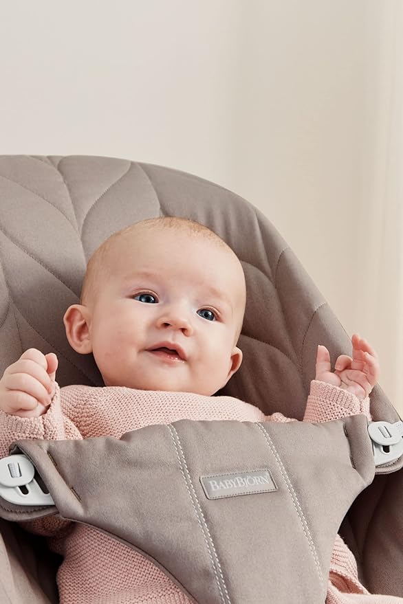BabyBjörn Bouncer Bliss, Cotton Petal Quilt, Sand Gray