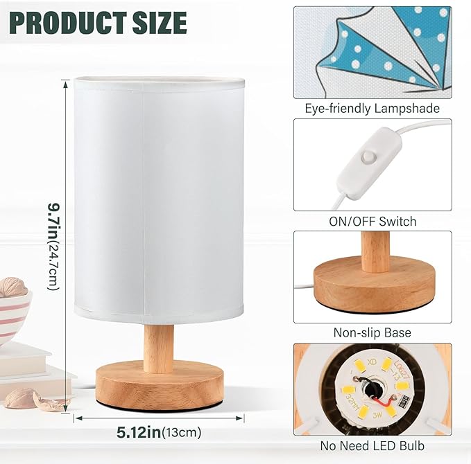 Table Lamp Bear with Blue Baby Carriage Heart Quote It's A Boy Nightstand Lamp with Wood Base Fabric Lamp Shade Bedside Desk Lamp for Living Room Bedroom Kids Room Office