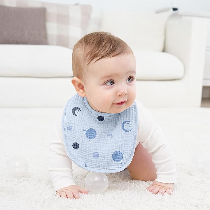Susurration Muslin Baby Drool Bibs 6Pack Soft Square Adjustable Baby Bandana Bibs for Unisex Girls & Boys