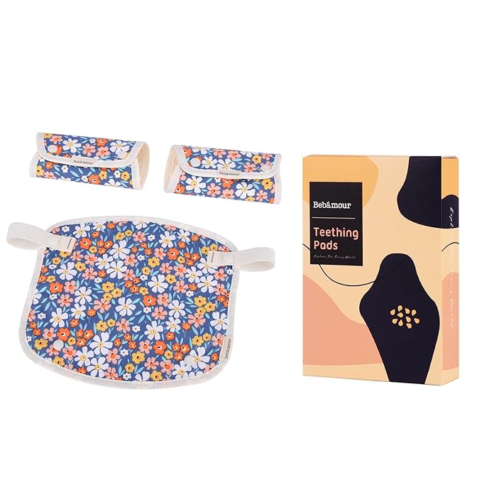 Bebamour Drool and Teething Reversible Cotton Pad For All Carry Positions Baby Carrier White Drool Bib For Boys & Girls(Red Flower)