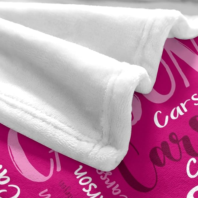 Personalized Custom Baby Blanket with Name for Girls Boys Kids Customized Flannel Blanket for Bed Nursery Room Baby Stroller