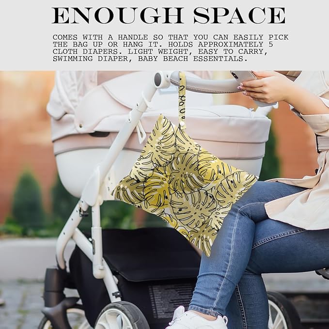 Wet Bag, Wet Dry Bag, Wet Bag for Swimsuit, Travel, Beach, Pool, Diapers, Dirty Yoga Gym Clothes, Makeup Bag, Waterproof Tropical Palm Leaves Decor Jungle Palm Leaf Favors