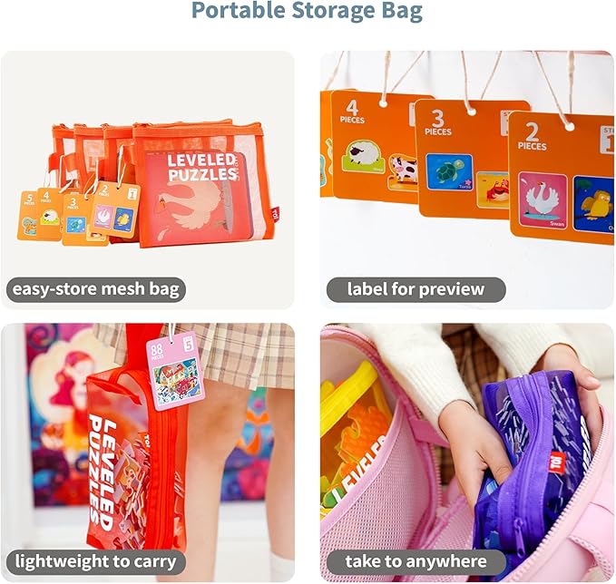 TOI Leveled Puzzles for Kids Aged 2 and Up, Toddler Puzzle Preschool Learning Jigsaw Puzzles, Large Pieces Educational Game for Boys Girls, Classic Education Step 1