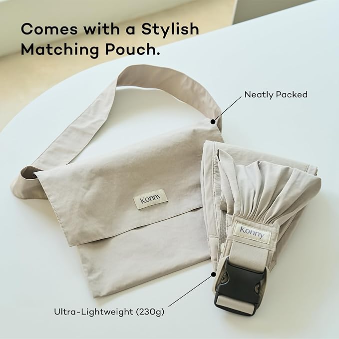 Konny Baby Carrier Hip Seat, Dual Support IHDI Certified with Two Safety Pads, Adjustable Wraps Sling Wearable One Size Fits All, Baby Essentials for 6 to 48 Months up to 44 lbs -Grey Beige