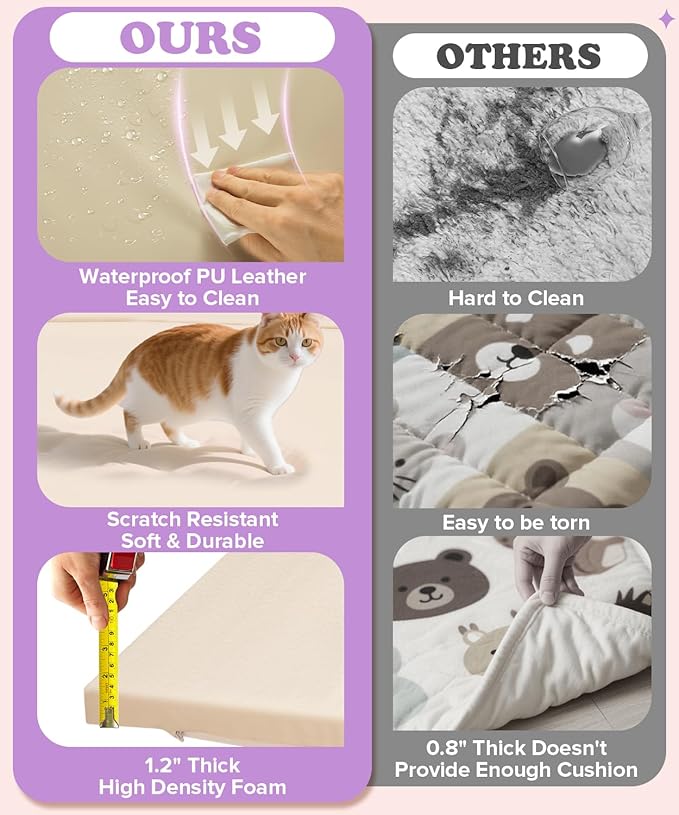 59x59Inch Baby Play Mat Foldable | Waterproof Playmat Infant | Soft Padded Foam Floor Mat for Kids Playroom | Non-Slip Crawling Removable Cover Washable Crawling Playmat Child