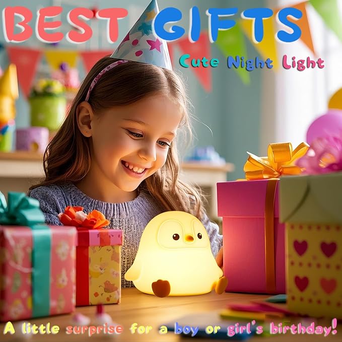DREAMING MY DREAM Cute Penguin Night Light,LED Squishy Novelty Night Lamp,2 Levels Dimmable Nursery Bedroom Nightlight for Kids,Touch Lamp, Dorm Decor, Baby Boys Girls Gifts
