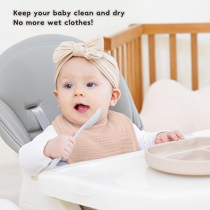 Susurration Muslin Baby Drool Bibs 10Pack Soft Square Adjustable Bandana Bibs for Unisex Baby Girls & Boys