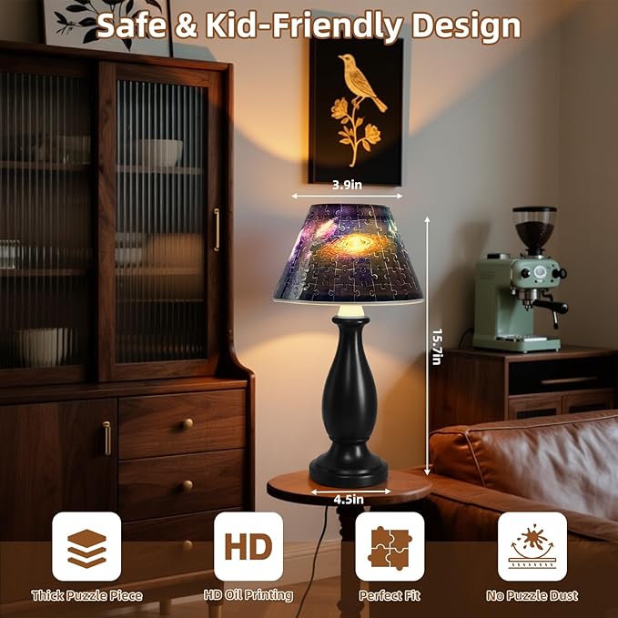 3d Puzzle Night Light, 124 PCS 3d Puzzle for Adults & Kids, 3D Jigsaw Puzzles with LED Light for Kids Room, 3D Puzzles for Kid Ages 8-13, Bedside Table Lamp, Gifts for Kid, Adult, Women, Teen