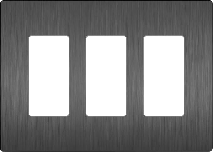 LIDER Brushed Finish Decorator Switch Cover, Screwless Wall Plate, Mid-Size 3-Gang 4.88" x 6.77", Unbreakable Polycarbonate Thermoplastic, UL Listed, LSWP-33M-BSG, Brushed Space Gray