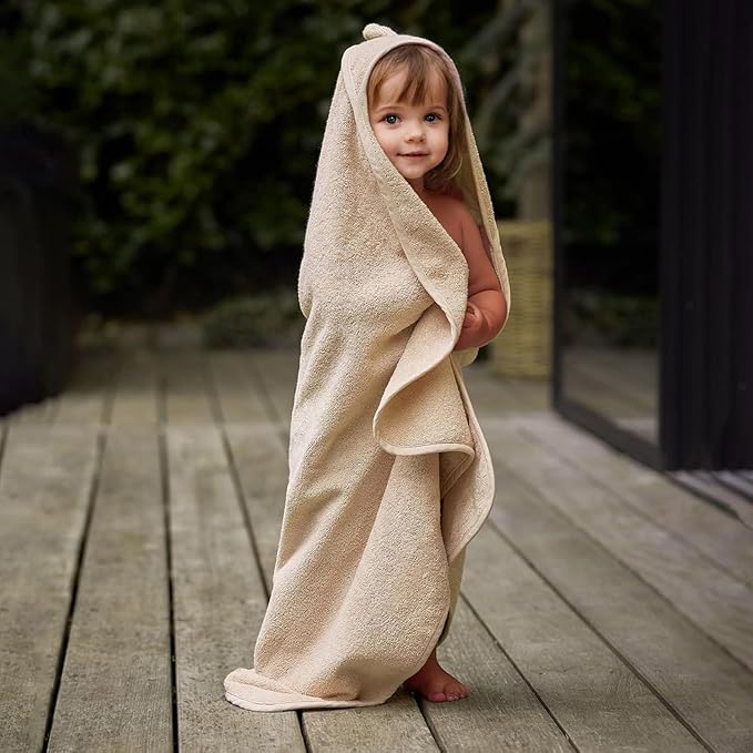 ROMASA Baby Bath Towel with Hooded Cute Design Ultra Soft Thick Cotton Bath Towel Shower Gift for Newborn,35X35 inches (Apricot)