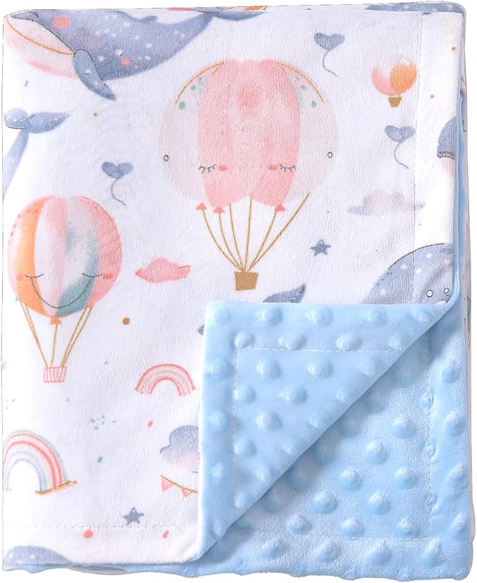 iEvolve Baby Nursery Bed Blankets Ultra Soft Double Layer Mini Blanket Minky Blanket Receiving Blankets Shower Gifts(Whale,45 * 60in)
