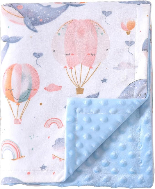 iEvolve Baby Nursery Bed Blankets Ultra Soft Double Layer Mini Blanket Minky Blanket Receiving Blankets Shower Gifts(Whale,45 * 60in)