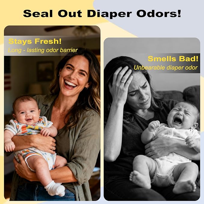 Diaper Pail Refills Bags Compatible with Genie Easy Roll Signature & Platinum Diaper Pails | Holds Up to 1410 Newborn Diapers Per Refill — Unscented, Odor Locking, 2Pack(60 Bags)