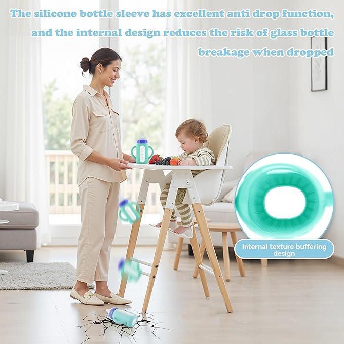 4-Pack Silicone Sleeves for Lansinoh Glass Bottles 5 oz- Starry Sky Design Baby Bottle Holder with Handles,Protectors for Lansinoh Natural Wave Glass Bottles, Anti-Scald Feeding Supplies