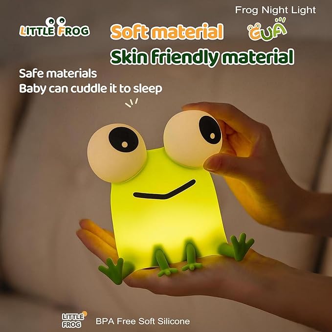 DREAMING MY DREAM Frogs Night Light,Dimmable Silicone Animal Nursery Night Light,Frogs Lamp Decor for Kids Room Bedroom,Birthday Christmas Unique Gift for Kids boy GirlsFrogs