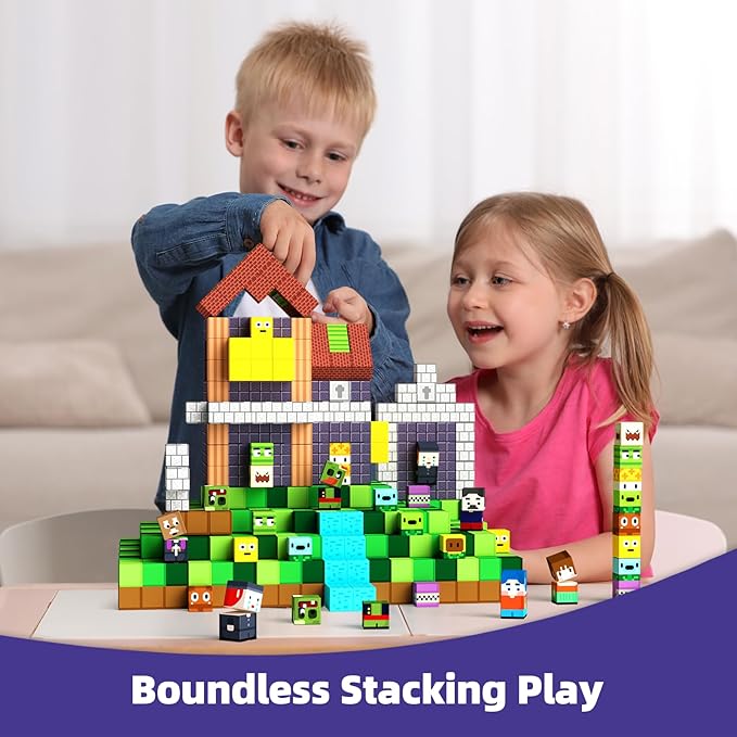 GobiDex 100PCS Magnetic Blocks Game-Based Kid Building Toys for Boys Girls 3+, Build MagWonder World with Zomblock Magnets Cubes, Upgraded STEM Game Sensory Gift for Birthday