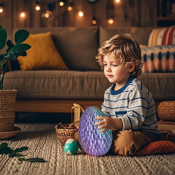 Large Dragon Eggs with Dragon Inside, 3D Printed Surprise Funny Gifts for Kids, Articulated Dragon Fidget Toys for Adults, Executive Desk Toys Office Room Décor (Gradient Blue-Green-Brown)