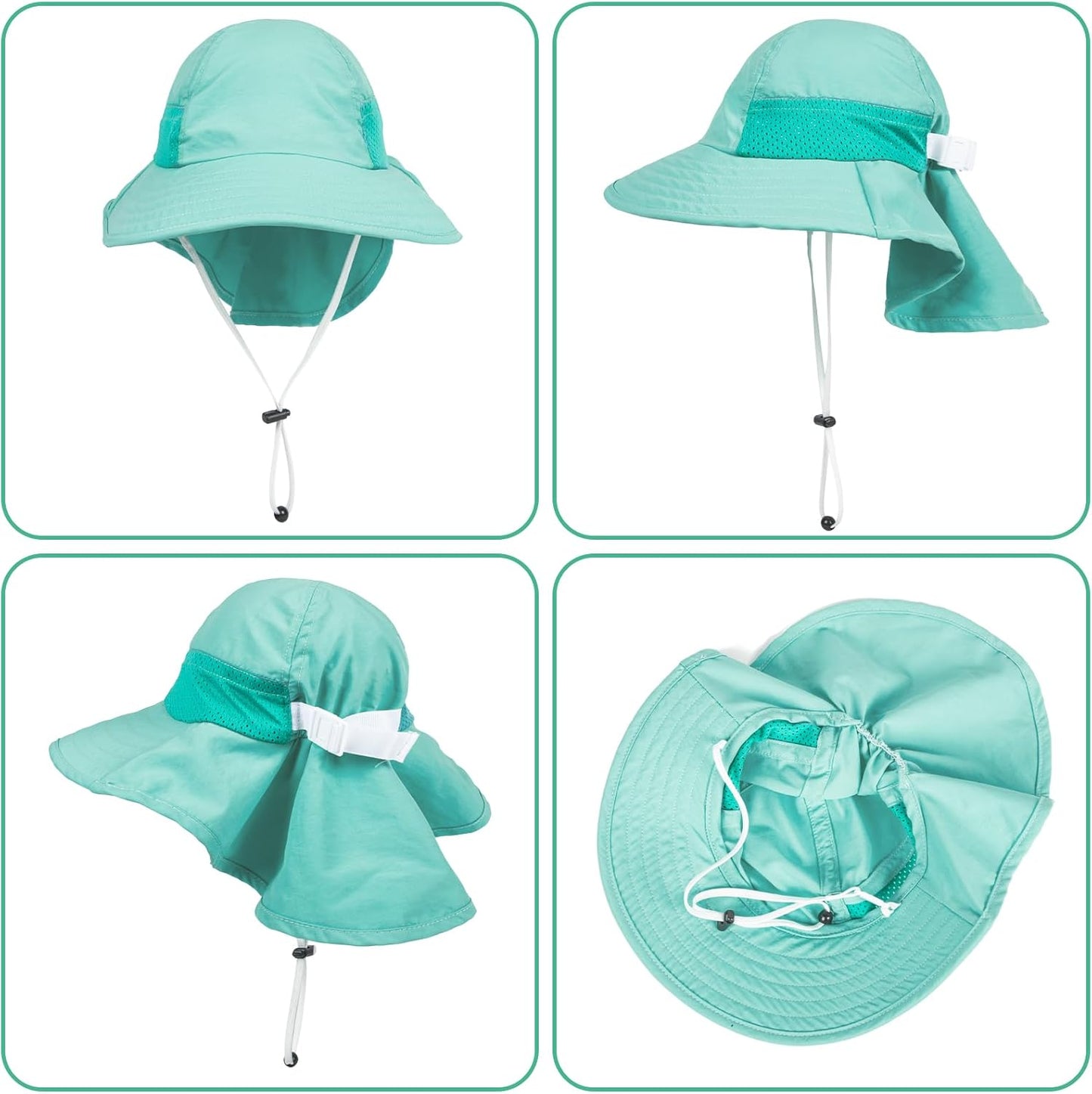 Toddler Baby Sun Hat Kids Summer UPF 50+ for Boys Girls Adjustable Beach Hats with Bucket Wide Brim Age 1-7 Years