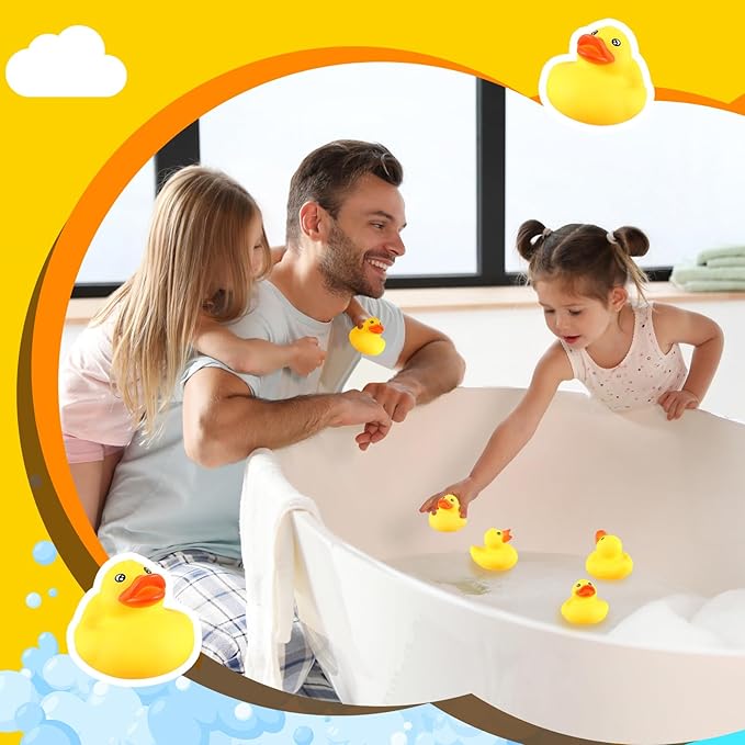 DEEKIN 12 Pcs Yellow Rubber Ducks No Hole Waterproof Duck Bath Pool Toy with Sealed Plug Without Hole Bathtub Floating Toy for Birthday Party Decoration Gift in Bulk (2.2 Inches)