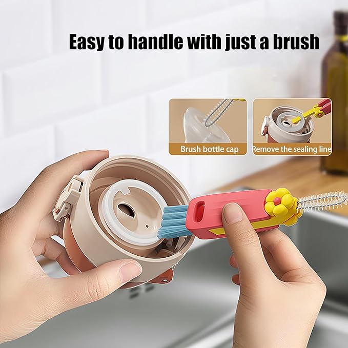 3 in 1 Cup Lid Cleaning Brush - 2025 New Multifunctional Tool for Thorough Cleaning of Bottles, Cups, and Tight Spaces - Ideal for Home & Kitchen
