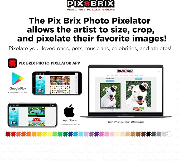 Pix Brix Pixel Art Puzzle Bricks Bucket – 1,500 Piece Pixel Art Kit with 11 Colors, Dark Palette – Interlocking Building Bricks, 2D and 3D Builds – Stem Toys, Ages 6 Plus