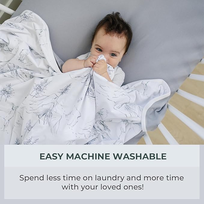 Pobibaby Premium 3-Layer Baby and Toddler Blanket – Ultra-Soft Cotton Blend, Breathable Baby Blankets for Boys & Girls, 50''x50'' Soft Blanket, Neutral Design (Explore Monochrome)