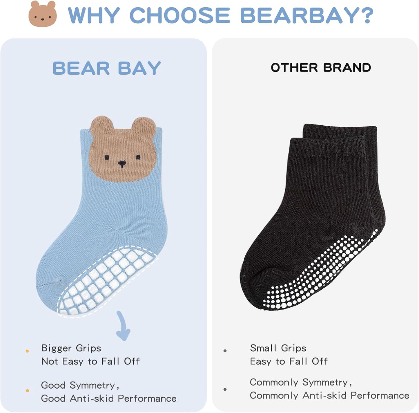 Baby Non Slip Ankle Socks with Grippers for 0 Months-7 Years Old Walking Socks