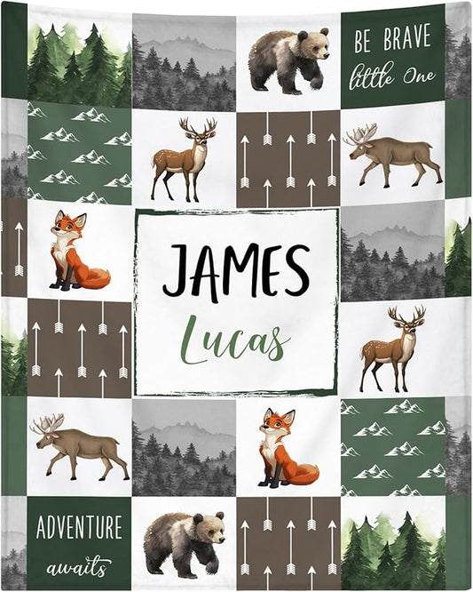 Personalized Baby Blanket - Custom Baby Blanket for Boys with Name for Kids Personalized Baby Boy Gift for Christmas Birthday Baby Shower Customized Blanket for Newborn Toddlers Stroller Blanket