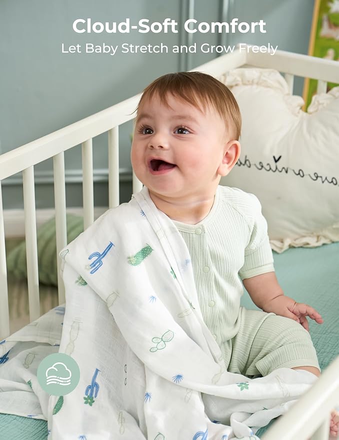 Momcozy Muslin Best Wishes Swaddle Blankets, Ultra Soft Neutral Registry Essentials, Jungle Trails & Wild Pals, Breathable Large 47'' x 47'' Newborn Boys Girls Receiving Blanket