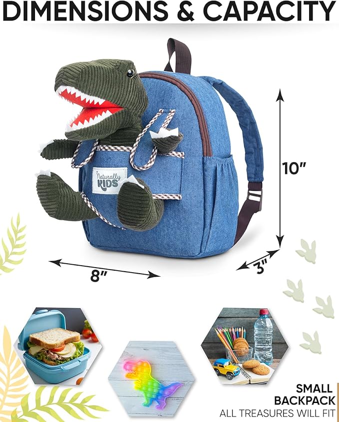 Green Dinosaur Toys for Kids 2-5, Gifts for 2 Year Old Boy, Gifts for 3 Year Old Boys, Toddler Dinosaur Backpack