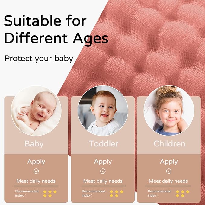 Yoofoss Hooded Baby Towels for Newborn 2 Pack 100% Muslin Organic Cotton Baby Bath Towel with Hood for Babies, Infant, Toddler and Kids, 32x32Inch, Soft and Absorbent Newborn Essential,Pink Rainbow