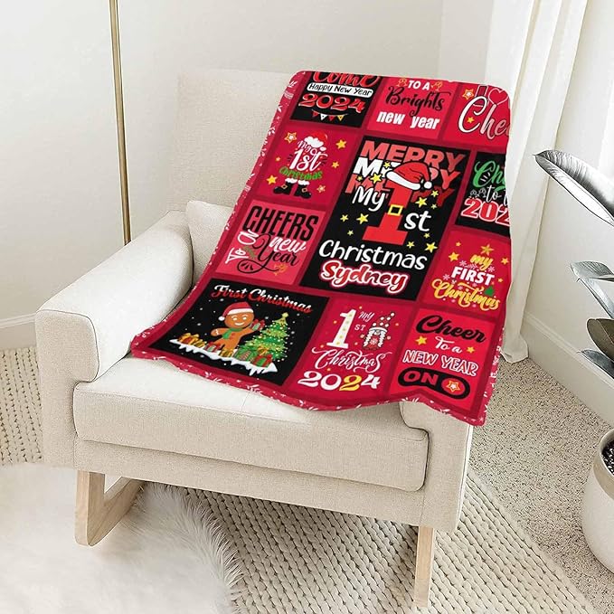 Artsadd Customized Name Baby Blanket for Girls Boys, Personalized Christmas Blanket for Kids Adults Daughter Son Custom Baby Receiving Blanket with Name for Boys Girls Infant