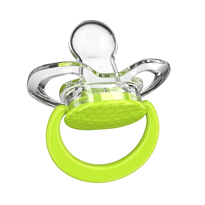 Smilo Baby Pacifier with Orthodontic Design for Healthy Dental Development - Stage 1 for Babies 0-3 Months - Pack of 3X 100% Silicone Newborn Pacifiers BPA Free - Green