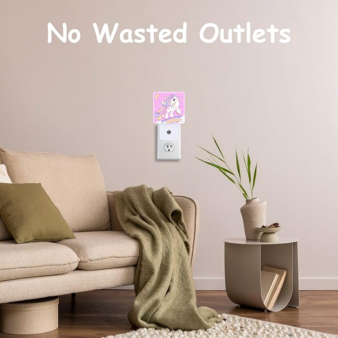 Night Light for Kids Girls Boys,Cartoon Unicorn on Rainbow Bridge LED Night Light Plug into Wall with Dusk to Dawn Sensor for Room Decor,Hallway,Kitchen,Bathroom,Nursery,Stairs