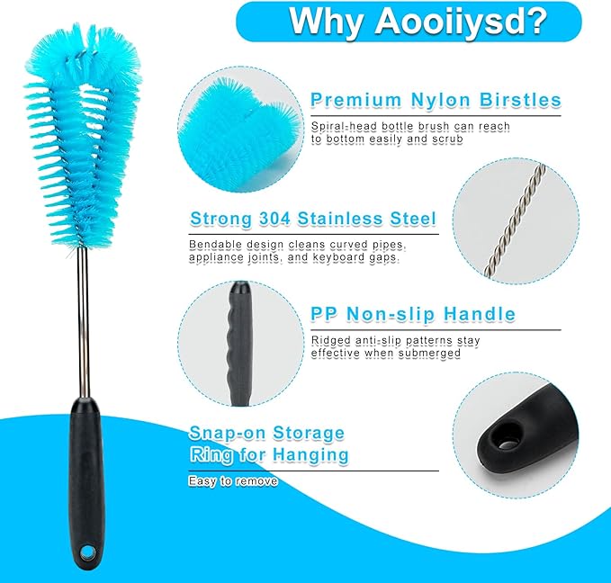 4 Pack Bottle Cleaner Set, Including Long Water Bottle Clean, Straw Clean and 3 in 1 Multi Functions Clean, Suitable for Stanley Cups, Baby Bottles, Travel Mugs, Decanters, Straws