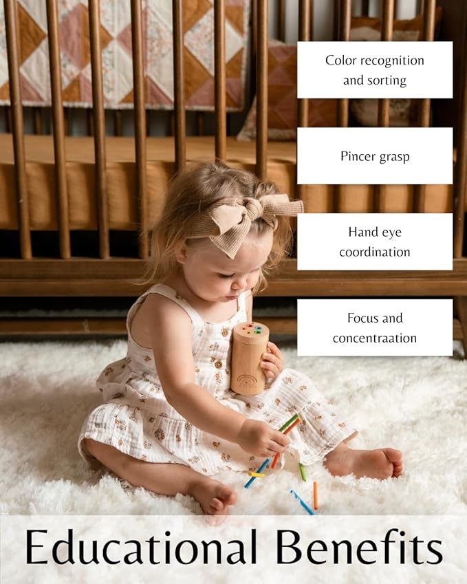 Sticks for Kids Plus Size, Montessori Toddler Toys for 1-3 Year Old, 1 Year Old Gift, Wooden Toys, Sensory Toys, Toddler Stocking Stuffer, Educational Games