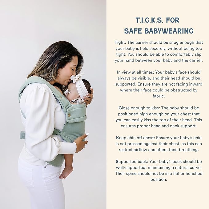 Ava & Oliver Essential Baby Carrier – Ergonomic, Hip-Healthy Soft Structured Carrier for Infants & Toddlers (7–35lbs) - Front and Back Carry, Breathable Fabric, Stylish & Lightweight (Matcha)