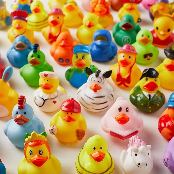 50 Pack Rubber Duck for Jeeps Ducking - 2" Bulk Floater Duck for Kids - Baby Bath Toy Assortment - Party Favors, Birthdays, Bath Time, and More (50 Varieties)