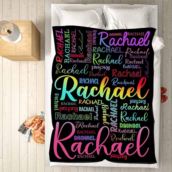 M YESCUSTOM Custom Baby Blanket with Name, Personalized Name Throw Blanket for Girls Boys Kids Colorful Customized Flannel Blanket for Men Women Valentines Day Mother's Day Christmas Newborns