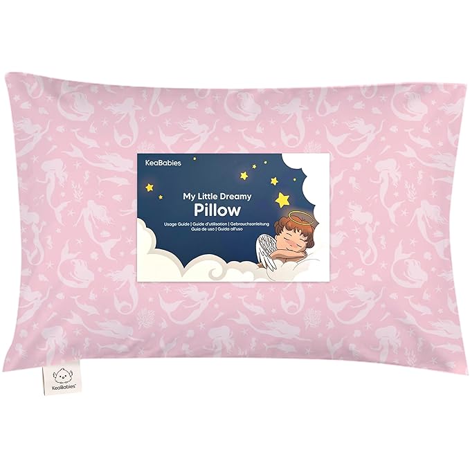 Toddler Pillow with Pillowcase - 13x18 My Little Dreamy Kids Travel Bed Pillows for Sleeping, Organic Cotton Small Pillowcase, Soft & Breathable, Machine Washable, Toddlers 2-5 Years Old (Mermaid)