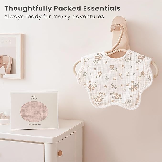 Konssy Muslin Baby Bibs 8 Pack, 100% Cotton Absorbent Bandana Drool Bibs for Teething and Drooling for Unisex Boys and Girls