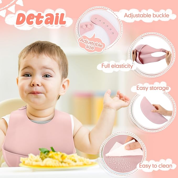 Mepase Silicone Bibs Waterproof Silicone Baby Bibs Soft Adjustable Baby Feeding Unisex Kid Eating Supplies